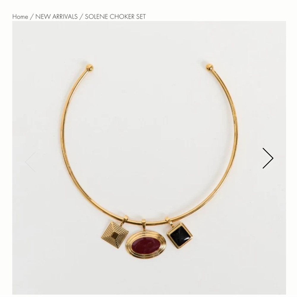 Solene Gold Choker Necklace with Red and Black Accents- by Heaven Mayhem